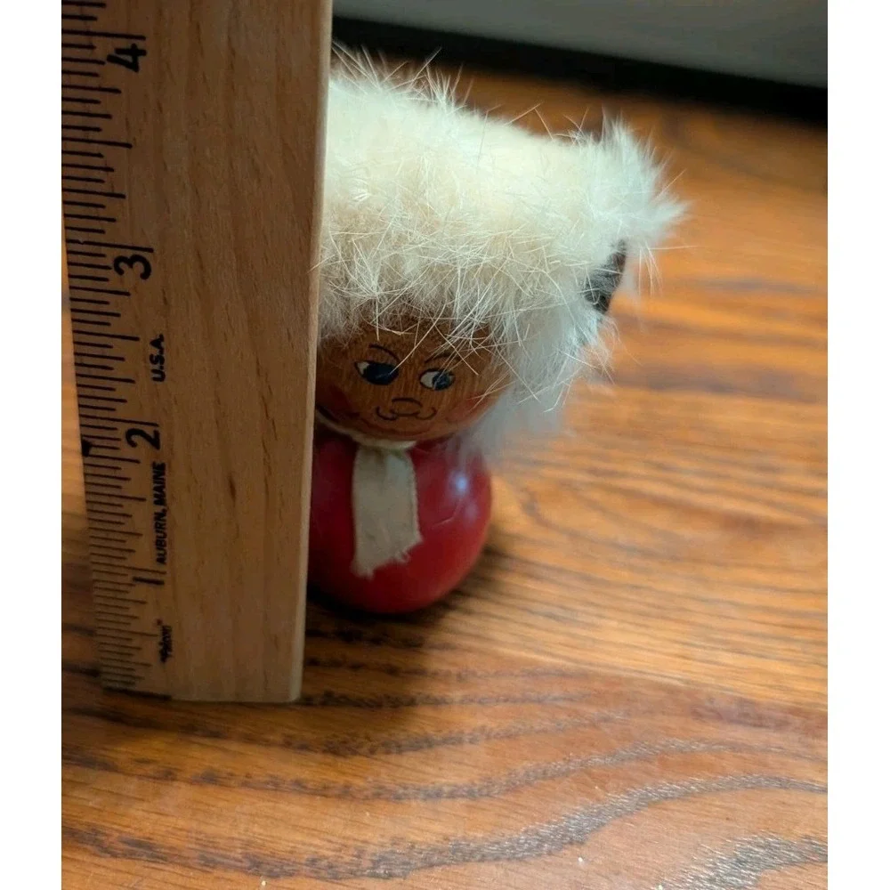 Vintage Wood Mischief Troll Doll Figure Fur Wool Hair Sweden Danish Scandinavian